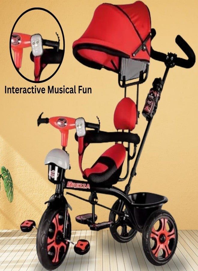 Maanit دراجة مانيت للأطفال ثلاثية العجلات مع مظلة وسلة تخزين مزدوجة - دراجة للأطفال الصغار مزودة بمقبض تحكم للوالدين، وحاجز أمان ومقعد مريح - دراجة موسيقية ثلاثية العجلات للأعمار من 1.5 إلى 5 سنوات (أحمر) - Image 5